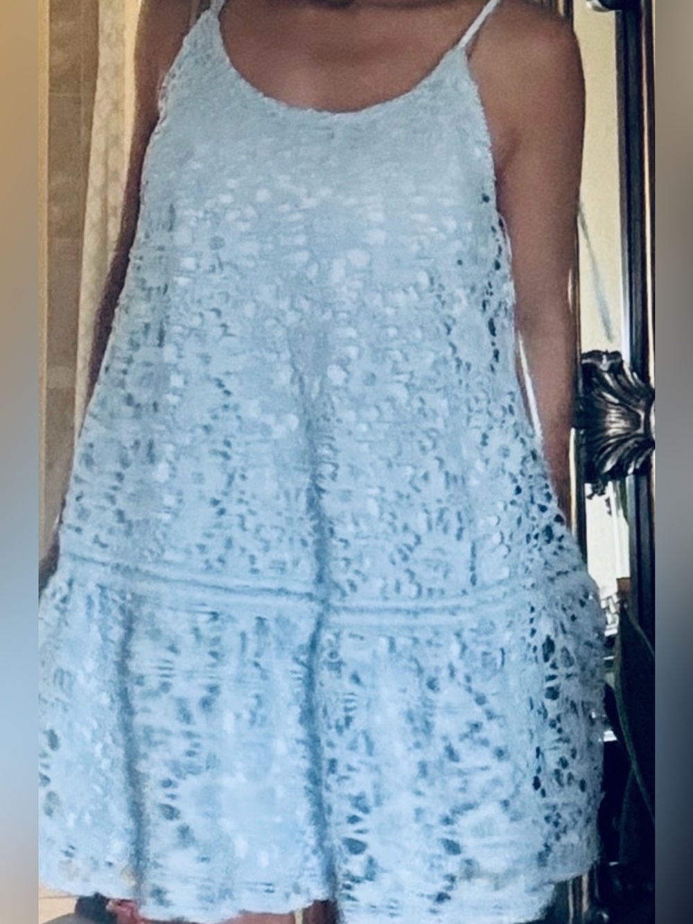 Light Blue Lace Summer Slip Dress